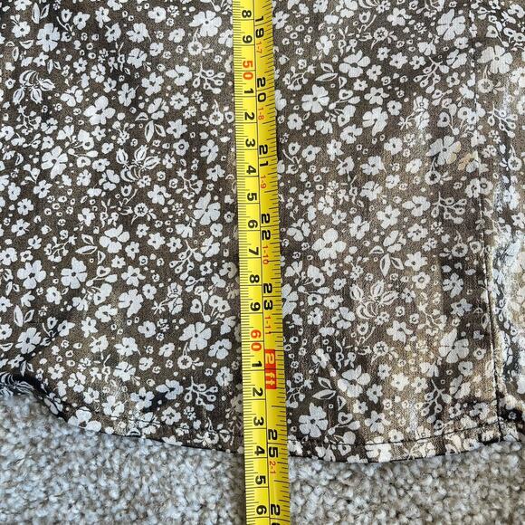 Anthropologie Current Air Metallic Gold Shimmer Ditsy Floral Top Size Small - Picture 11 of 11